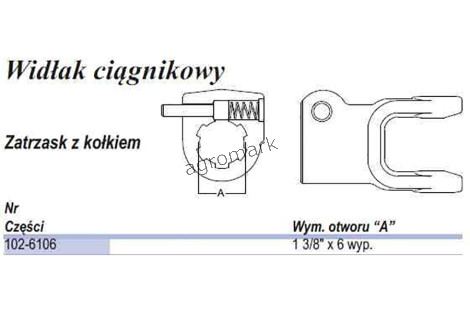 Widłak, B01, bolec QD 1 3/8 Z=6
