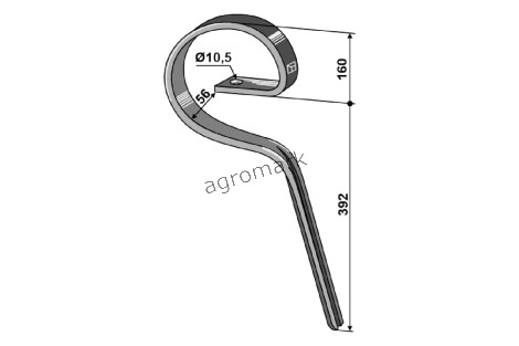 ZĄB SPRĘŻYNOWY ZBIERACZA KAMIENI 392MM IND