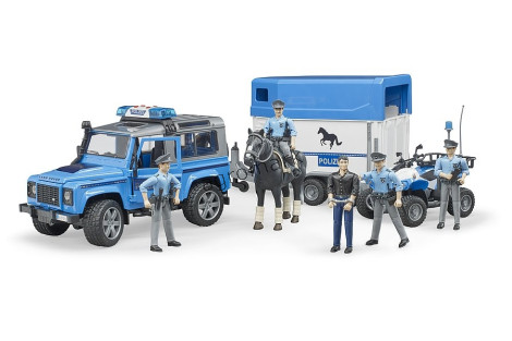 Policja z przyczepą dla konia figurki
