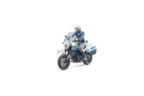 Motocykl policyjny Scrambler Ducati z figurką policjanta