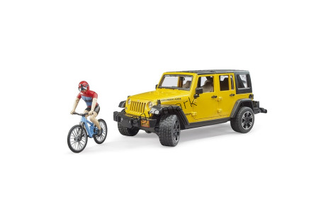 Jeep Wrangler Rubicon z Figurką Kolarza i Rowerem Górskim