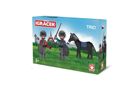 Igracek Trio dwóch rycerzy i czarny koń