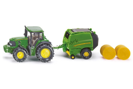 Traktor John Deere z prasą Siku S1665