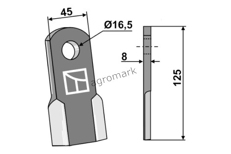NÓŻ PROSTY 125X45 IND