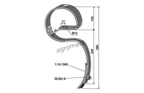 ZĄB KPL. Z REDLICĄ AGRILLA COBRA 45X10 IND