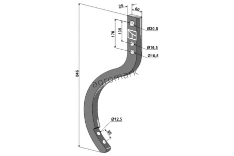 SŁUPICA KULTYWATORA MAMMUT 846MM IND