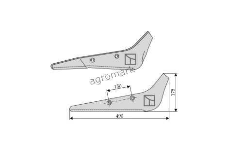 LEMIESZ WYORYWACZA LEWY 490MM IND