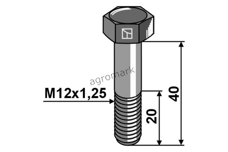 ŚRUBA Z DROBNYM GWINTEM M12X40 8.8 IND