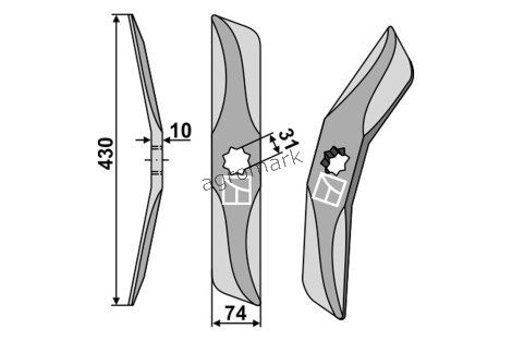 NÓŻ OBROTOWY ZE STALI BOROWEJ PRAWY 430MM IND
