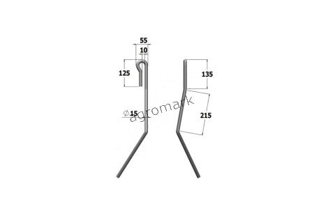 Palec zagarniacza 15mm prawy