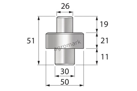 Sworzeń.25/6450-12 , 72/6450-109 , 6450-38  Wymiary.26mm, 19mm, 51mm, 50, 21mm, 11mm, 30mm