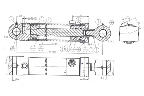 Siłownik hydrauliczny - zamykania łyżki Skrawmet 161-602P4-00B