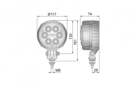 Lampa robocza LED WESEM 2700 lm - światło rozproszone