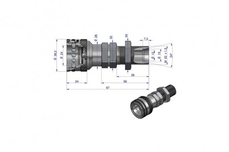 Szykozłącze hydrauliczne gniazdo long M22x1,5 gwint zewnętrzny EURO