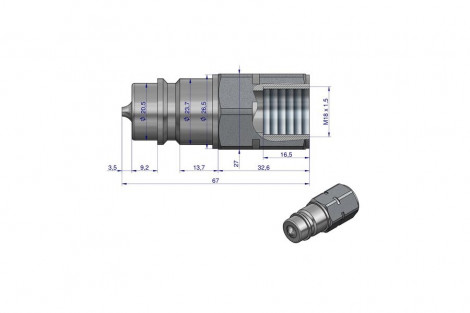 Szybkozłącze hydrauliczne wtyczka M18x1,5 gwint wewnętrzny EURO