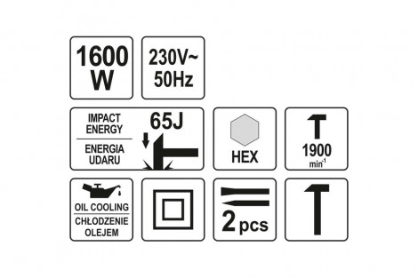 Młot wyburzeniowy 1600W 65J YATO