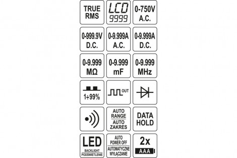 Miernik cyfrowy TRUE RMS LCD 9999