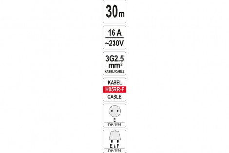 Przedłużacz na bębnie pl 30m 3x2,5mm