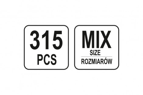 Kołki sprężyste 315szt MIX