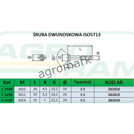 ŚRUBA Z NAKRĘTKĄ M12X35 10.9 (DWUNOSKOWA) PREMIUM