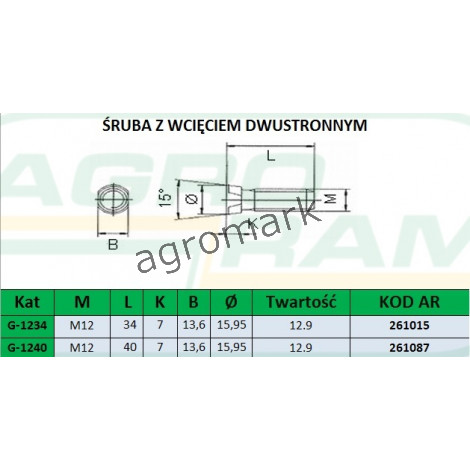 ŚRUBA Z NAKRĘTKĄ M12X34 12.9 (Z WCIĘCIEM DWUSTRONNYM) PREMIUM