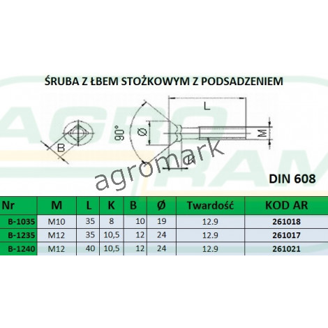 ŚRUBA Z NAKRĘTKĄ M12X35 10.9 (Z PODSADZENIEM) PREMIUM