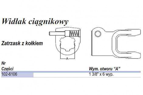 Widłak, B01, bolec QD 1 3/8 Z=6