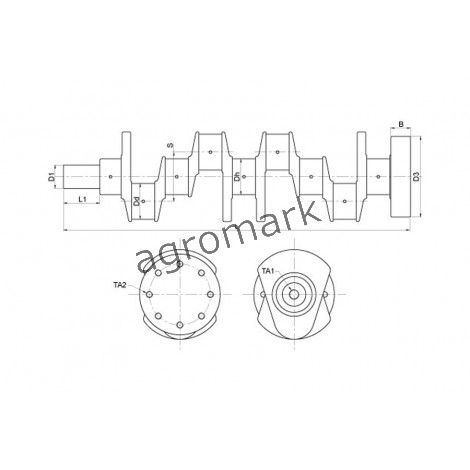 Wał korbowy D226-B6 MWM - czop Gł-70mm kor. 63mm Genmot KUTY