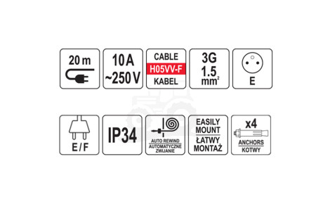 Przedłużacz na zwijaku automatyczny 20m+1m
