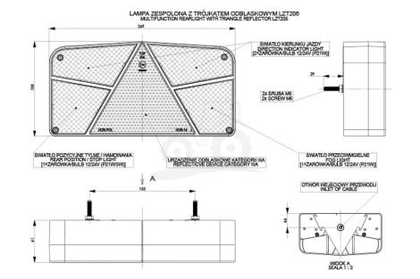 Lampa zespolona z 2 kierunkami lewa