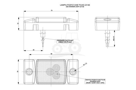 Lampa obrysowa HOR40 DIODOWA 12/24V CZERWONA