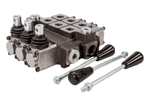 Rozdzielacz hydrauliczny 3-sekcyjny max przepływ 40L(1 sekcja z zatrzaskiem)
