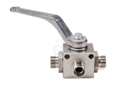 Zawór kulowy hydrauliczny 3-drogowy 3/2 M18x1,5 12L z otworami mocującymi 500 bar