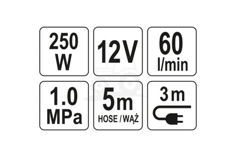 Kompresor samoch. z lampą LED ,12V 250W YATO