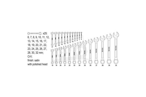 Klucze płasko-oczkowe 6-32MM (25szt) YATO