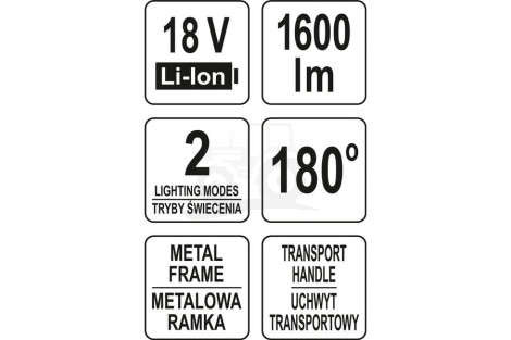 Reflektor LED 18V 1600LM 20W YATO