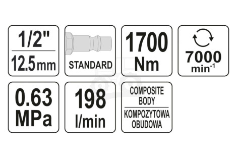 Klucz pneumatyczny 1/2 1700Nm KOMPOZYT