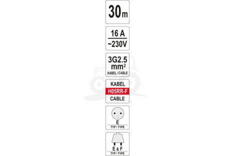 Przedłużacz na bębnie pl 30m 3x2,5mm