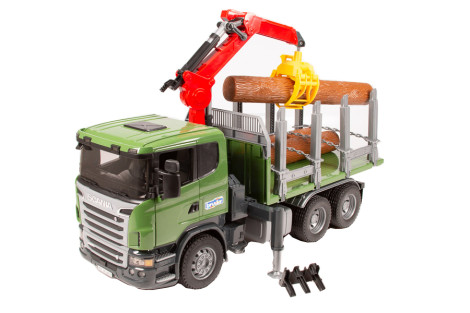 Scania Z Dźwigiem Przyczepą I Pniami