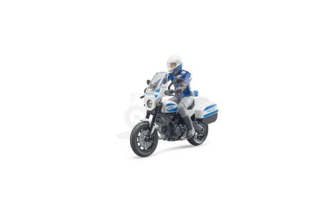 Motocykl policyjny Scrambler Ducati z figurką policjanta