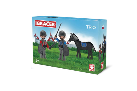 Igracek Trio dwóch rycerzy i czarny koń