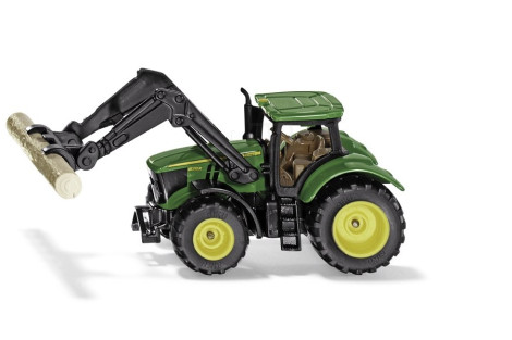 John Deere 6215R z chwytakiem do pni Siku S1540