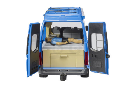 MB Sprinter Camper niebieski z figurką i z akcesoriami