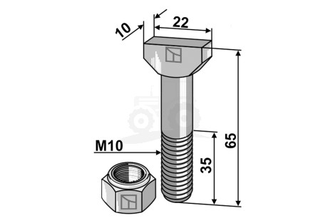 ŚRUBA MŁOTECZKOWA Z NAKRĘTKĄ M10X65 8.8 IND