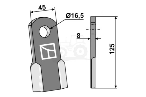 NÓŻ PROSTY 125X45 IND