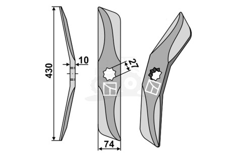 NÓŻ OBROTOWY ZE STALI BOROWEJ PRAWY 430MM IND