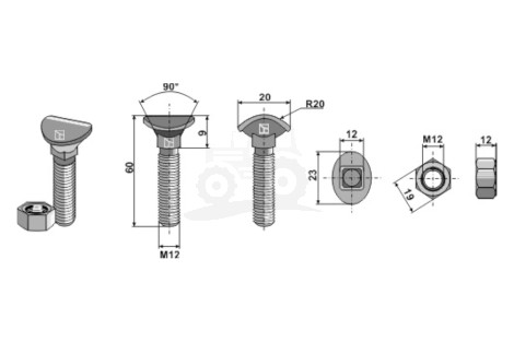 ŚRUBA KULTYWATORA M12X60 8.8 IND