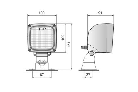 Lampa robocza kwadrat + przełącznik