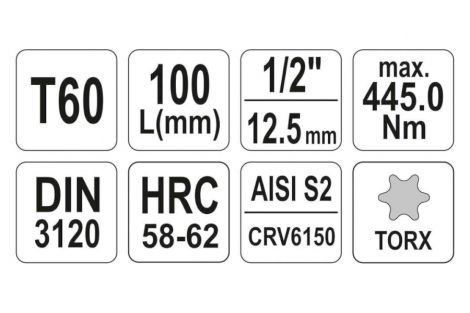 Klucz trzpieniowy TORX 1/2 T60 L-100mm