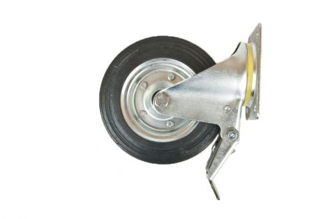 Koło metalowe gumowane skrętne z hamulcem wzmocnione 200x40 KMG